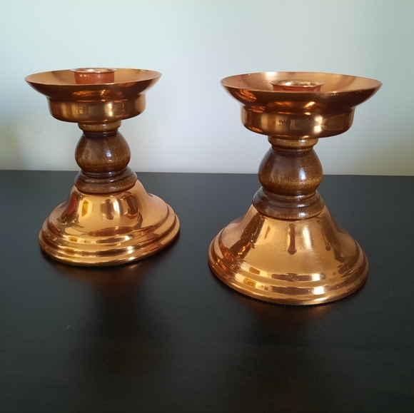 Coppercraft Guild Other - Vintage Coppercraft Guild Copper & Wood Candlestick Holders